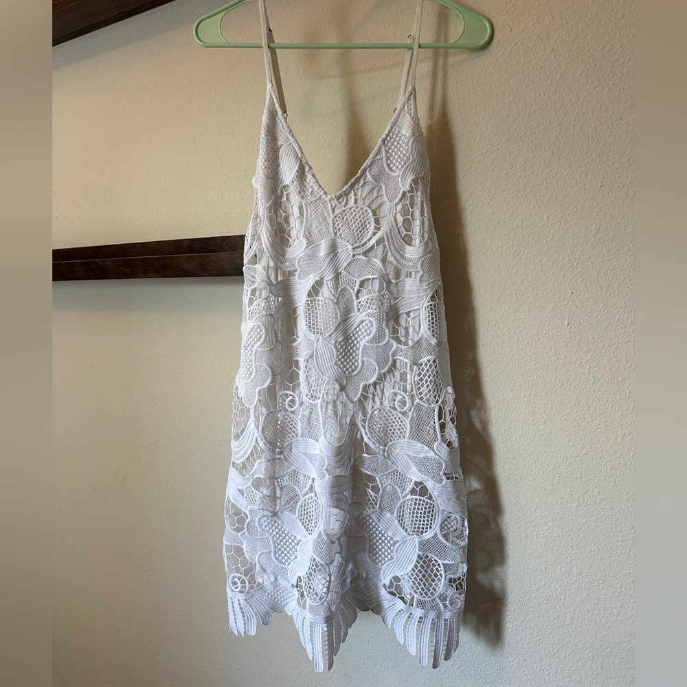 Express White Sundress-Coverup with lace detailing.